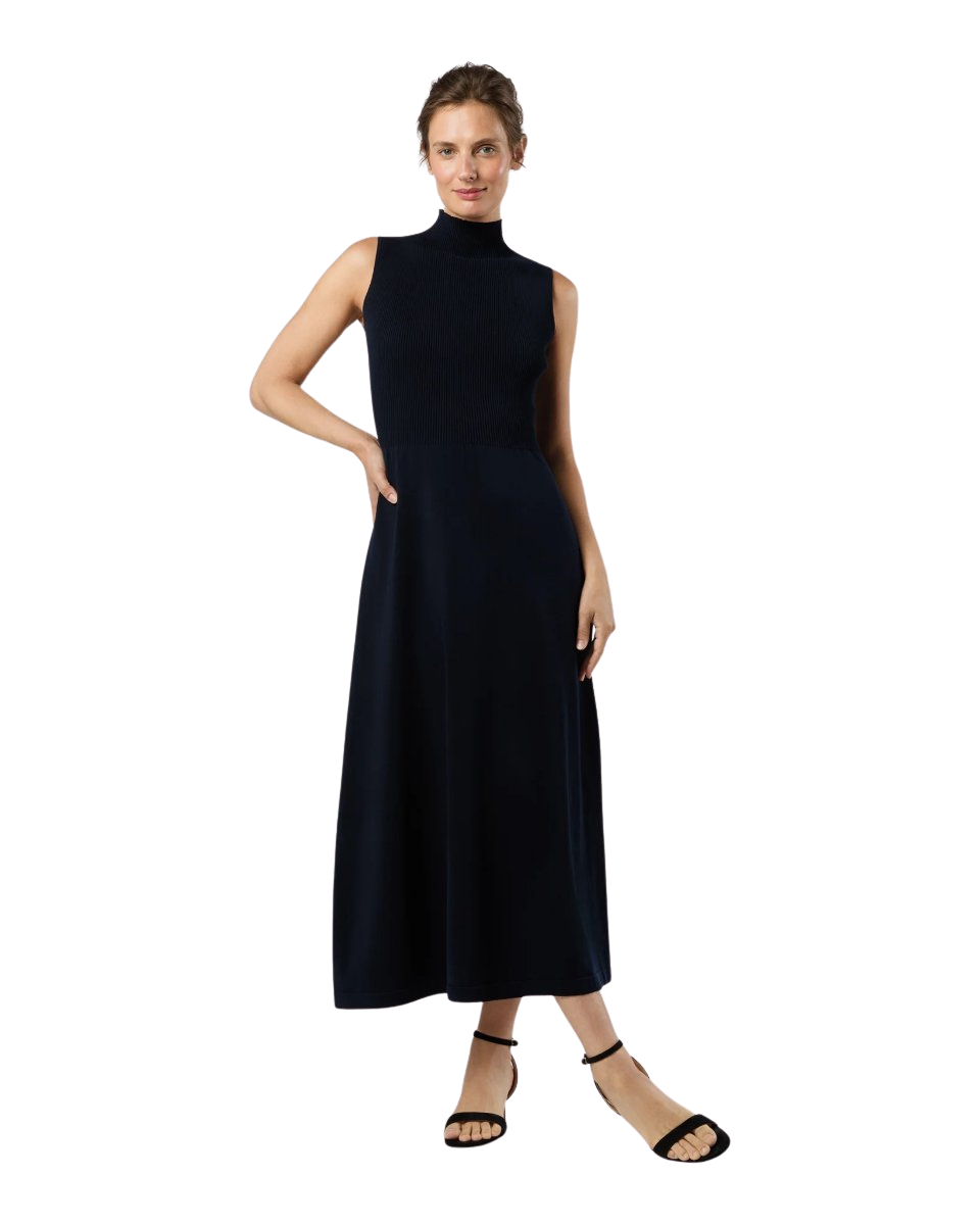 Charlotte Dress in Navy Ice Cotton