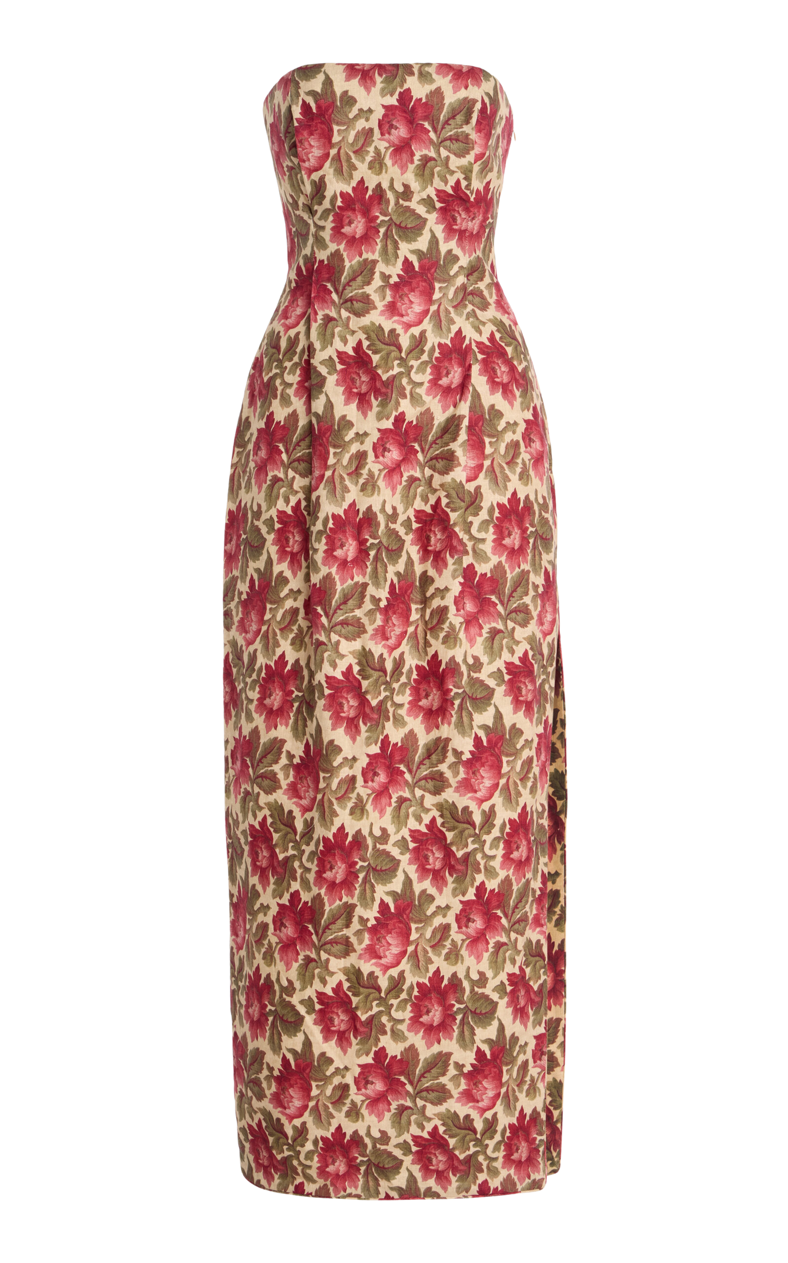 Rosalie Strapless Floral Linen Maxi Dress