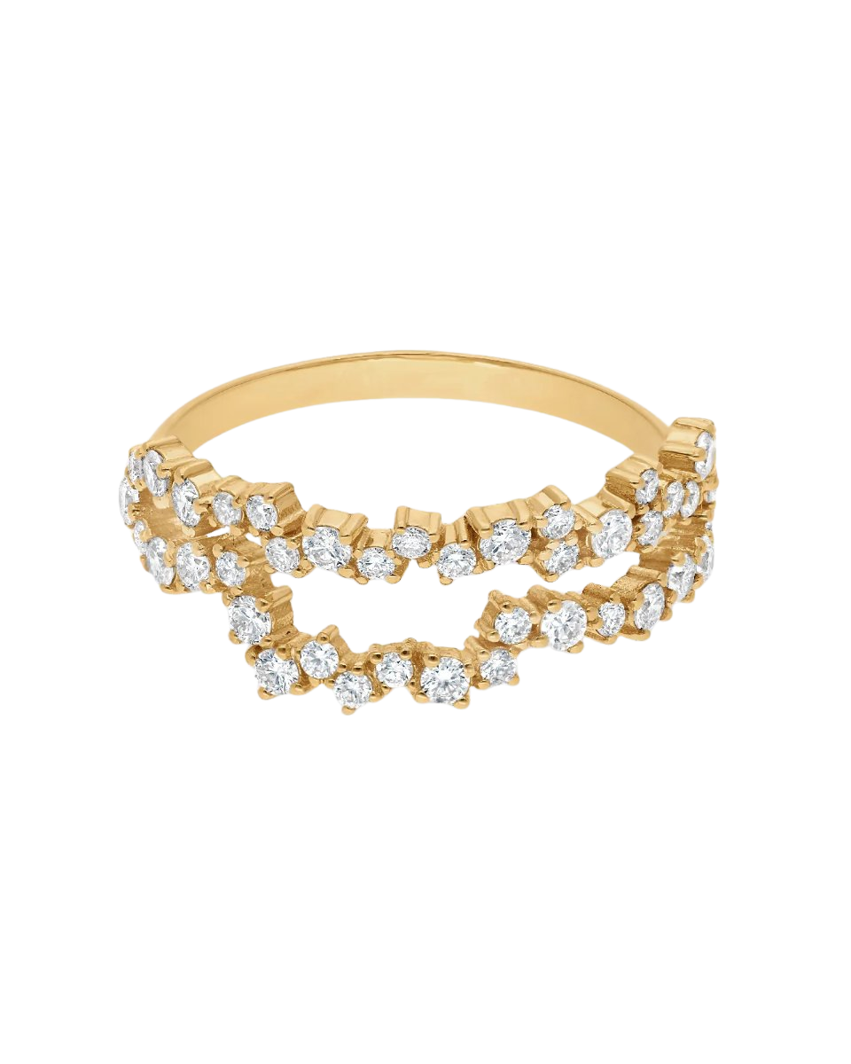 Groove Ring with Diamonds