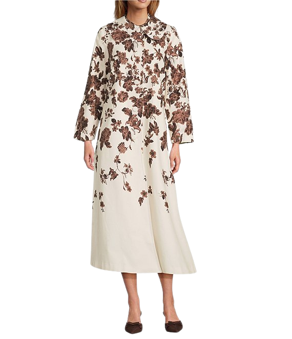 Antonio Melani x Style Bungalow Chintz Canvas Floral Print Peter Pan Collar Car Coat