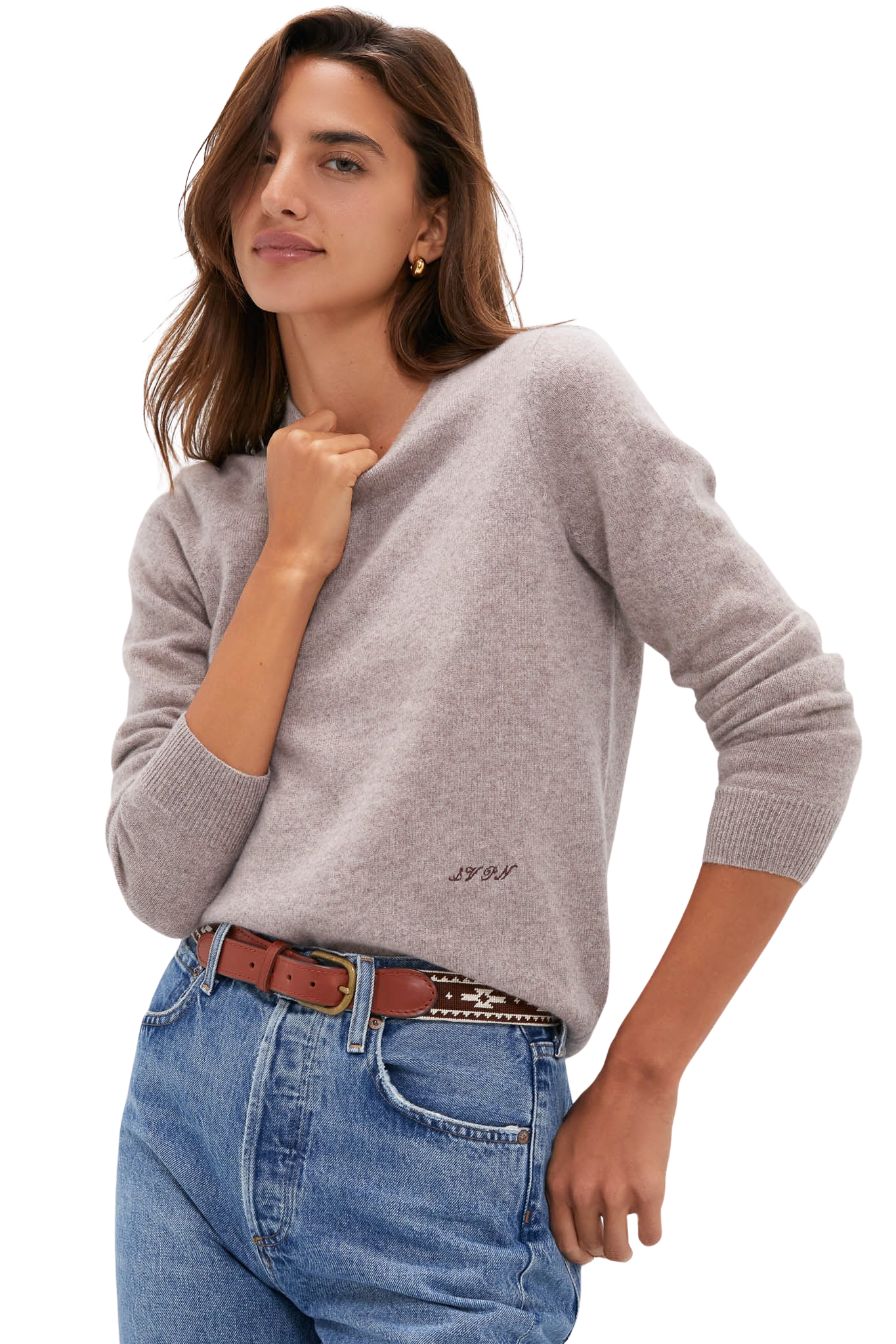 Wheat Cashmere Crewneck Sweater