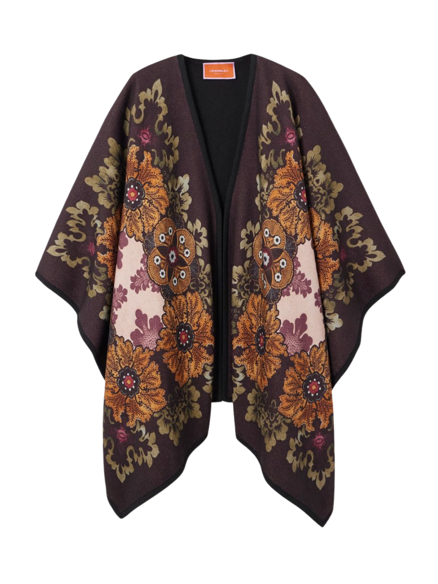 Printed wool cape