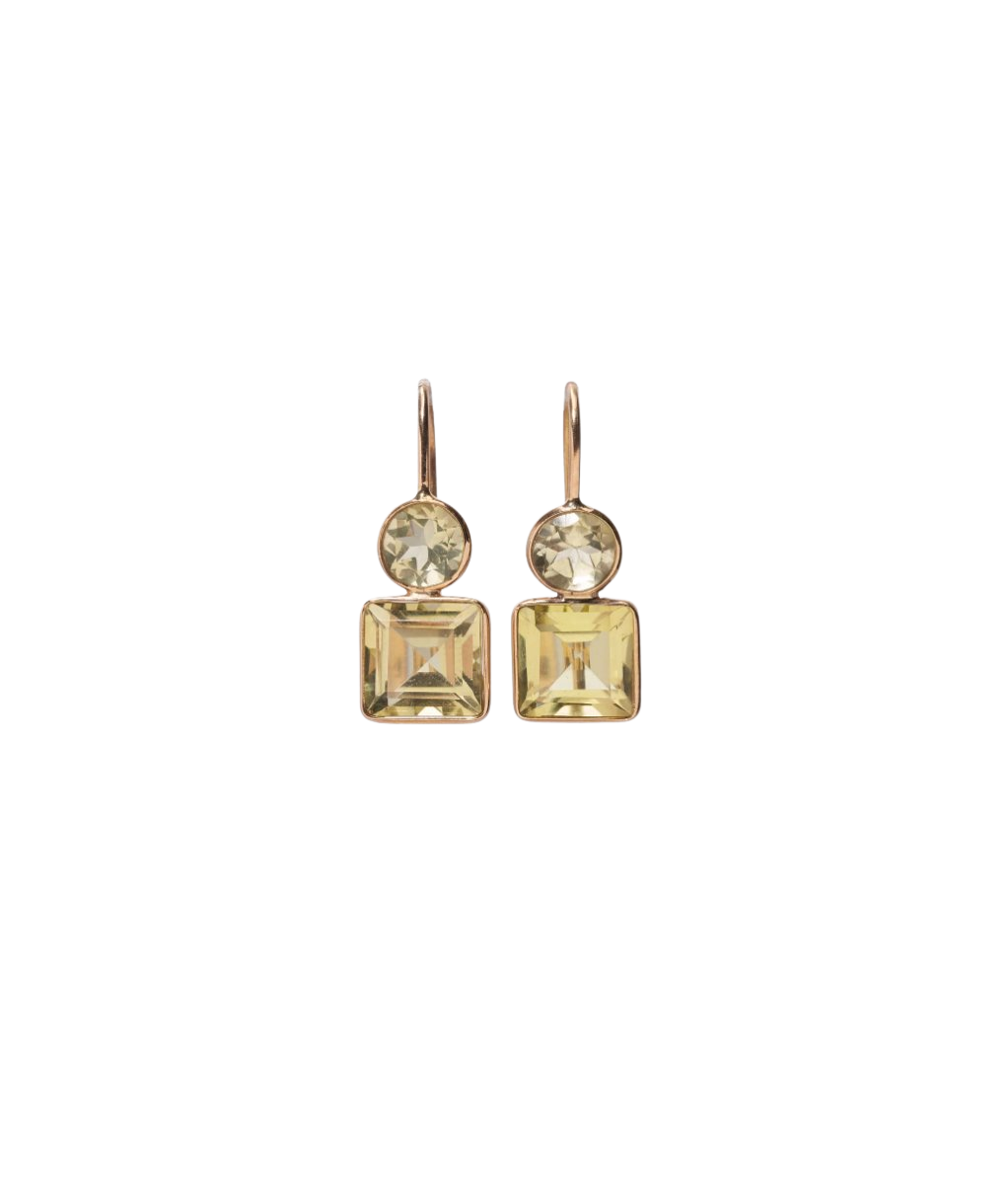 14k Gold Pastille Earrings in Lemon Quartz