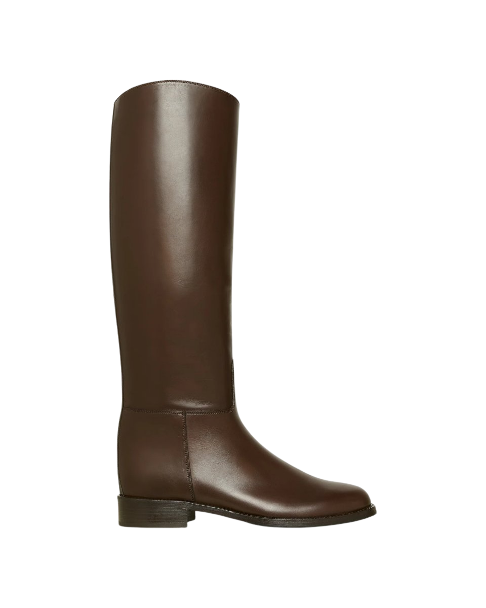 Pull-On Riding Boot in Dark Brown Leather