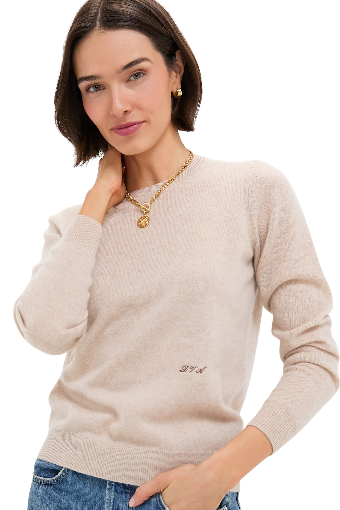 Sandstone Cashmere Crewneck Sweater