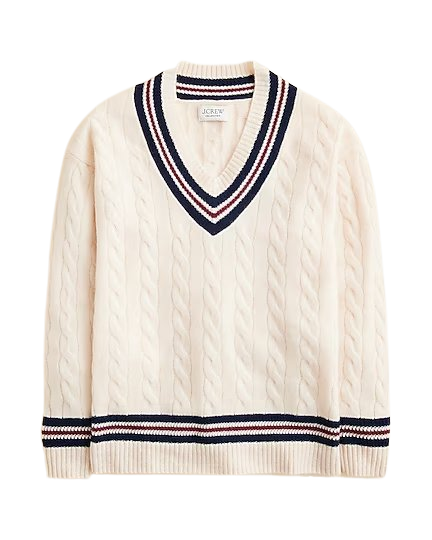 Cashmere cable-knit cricket sweater