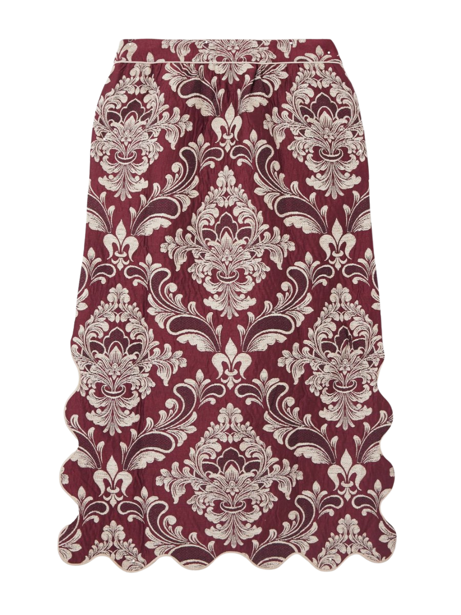 Cotton-blend jacquard midi skirt