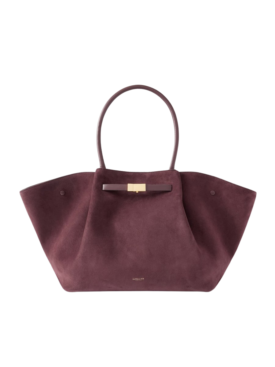 New York large leather-trimmed suede tote