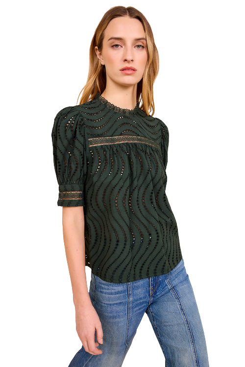 Virginia Lace Collar Short Sleeve Blouse