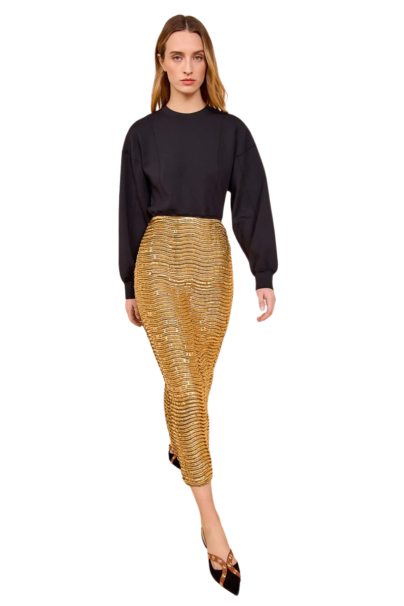 Emira Metallic High Waist Pencil Skirt
