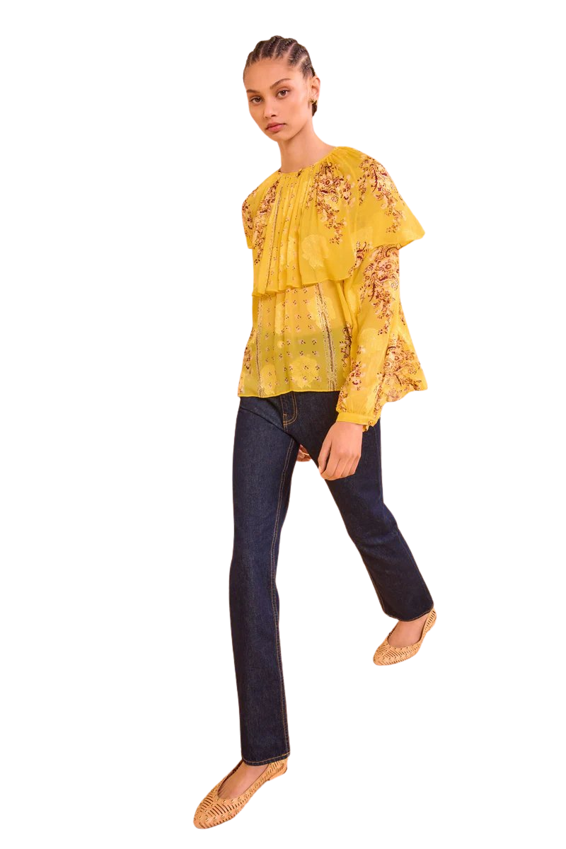 Elissa Cape Layer Long Sleeve Blouse