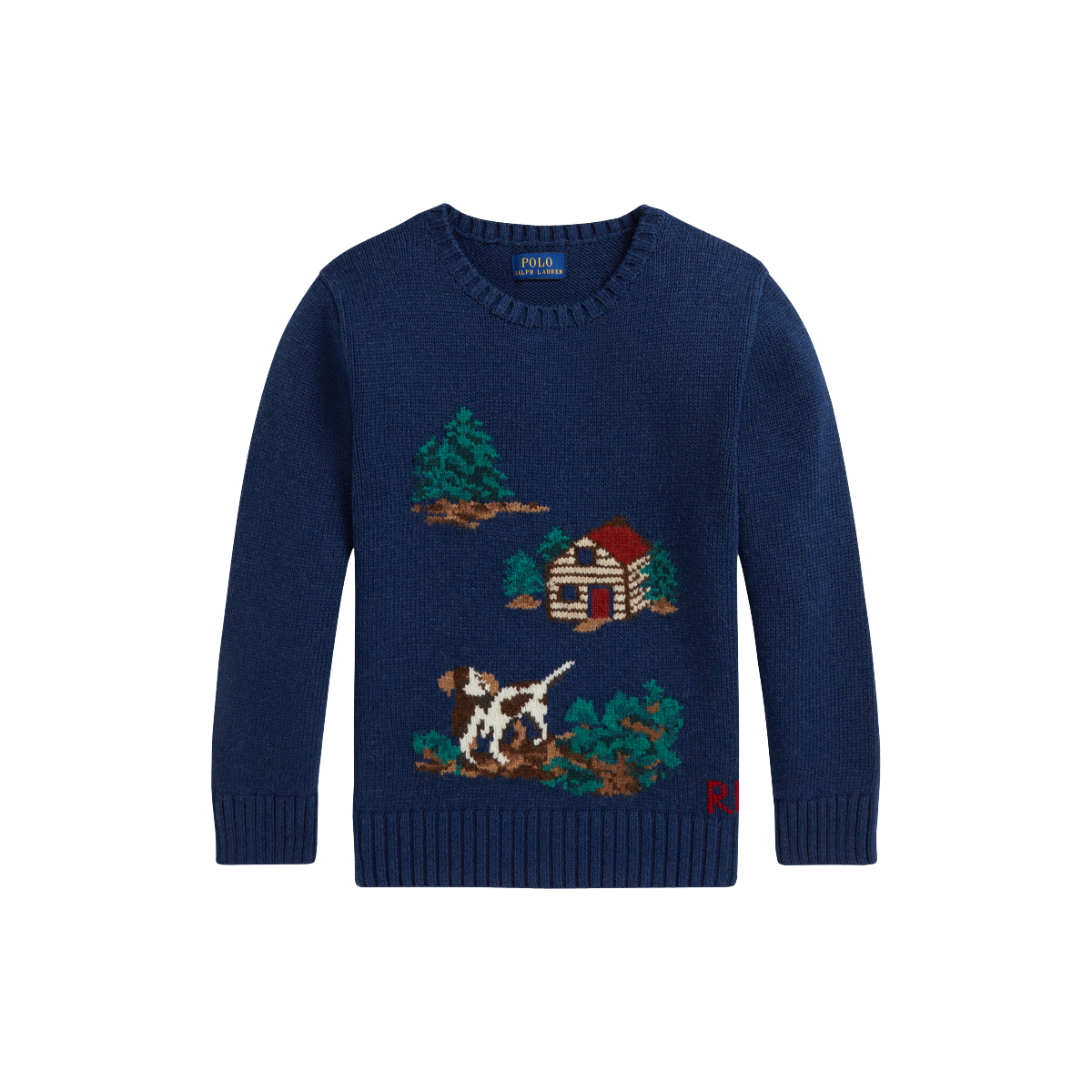 Cabin-Intarsia Cotton-Wool Sweater