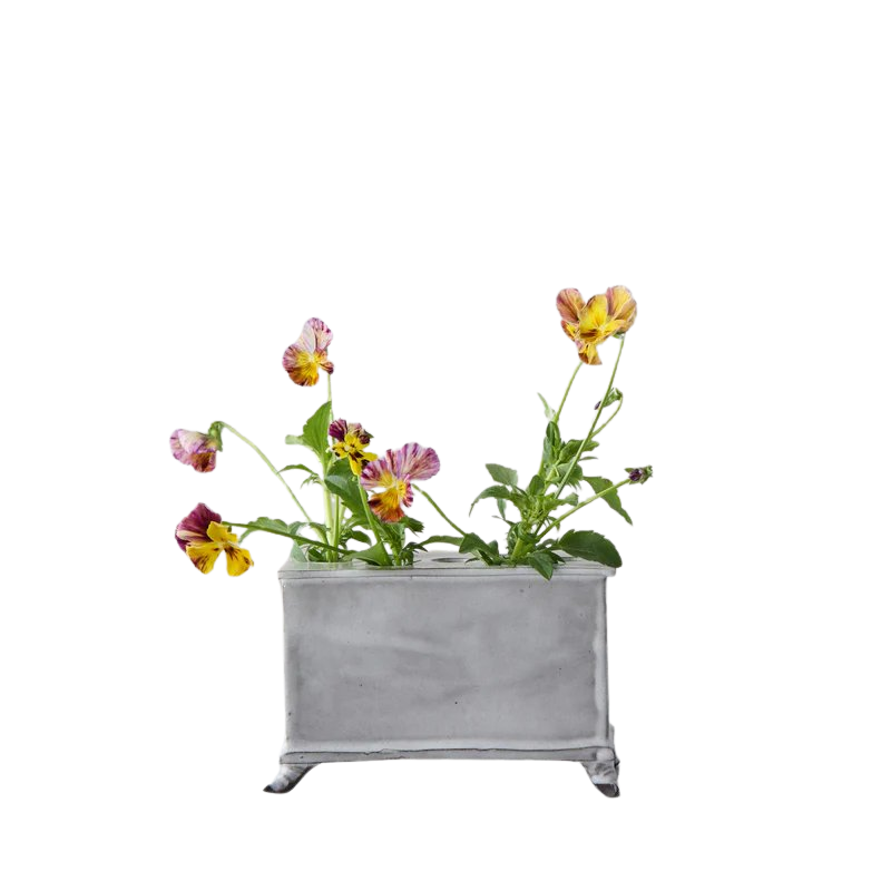 White Glazed Stoneware Flower Brick