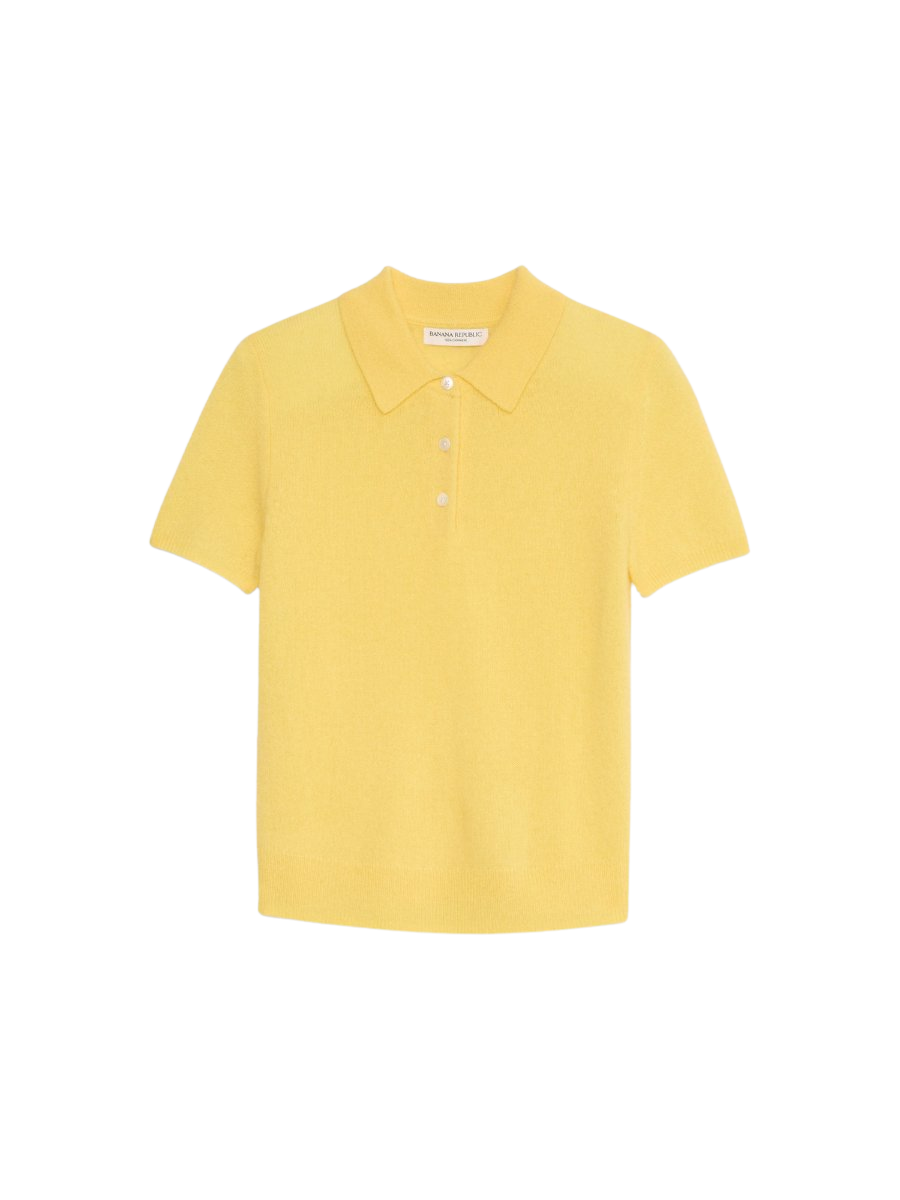 Lightweight Cashmere Short-Sleeve Sweater Polo
