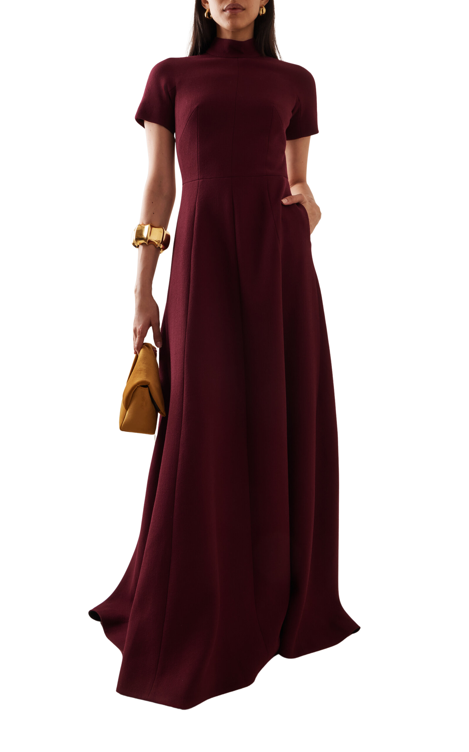 Malinda Mock Neck Crepe Gown
