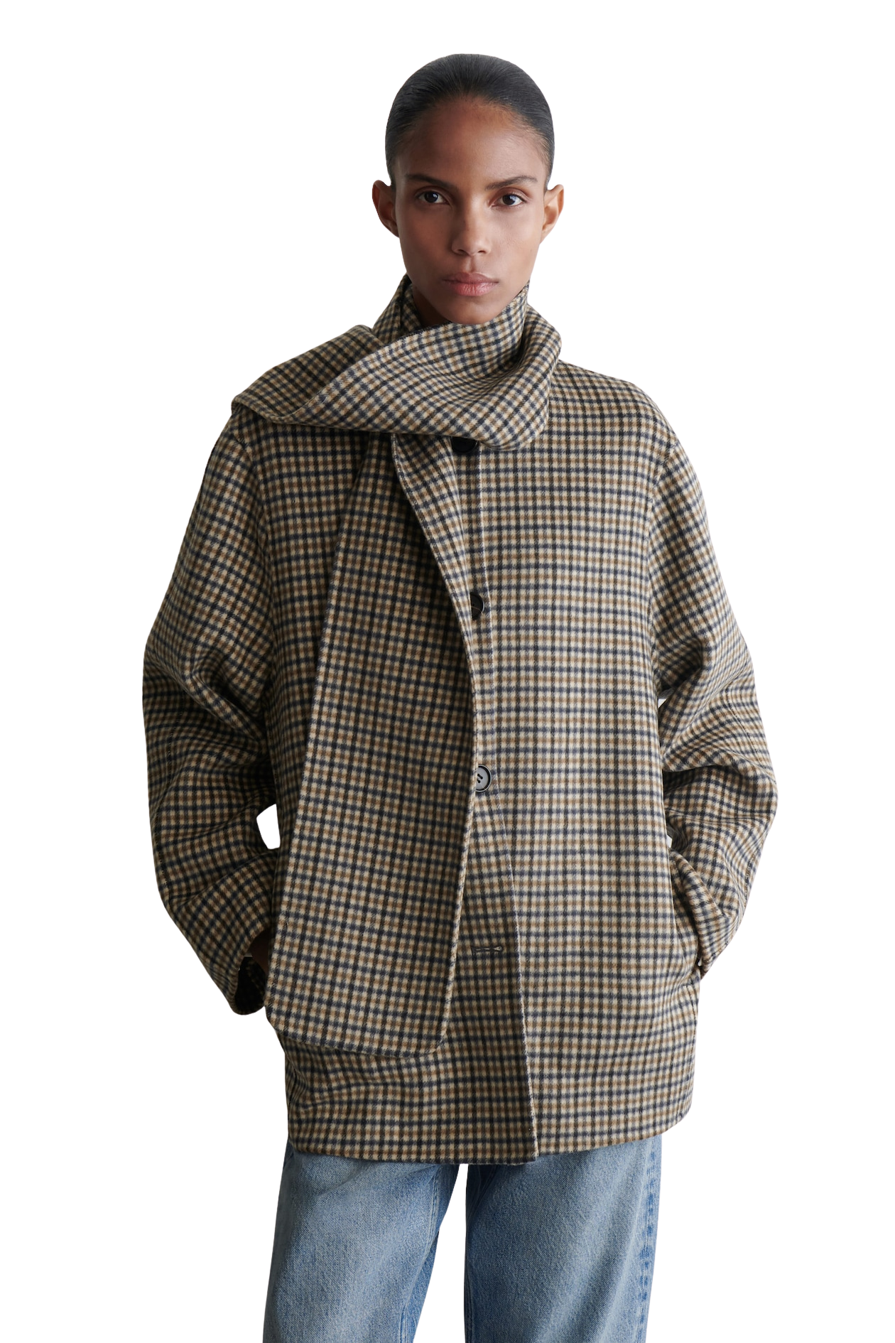 Double-Faced Wool Scarf Jacket