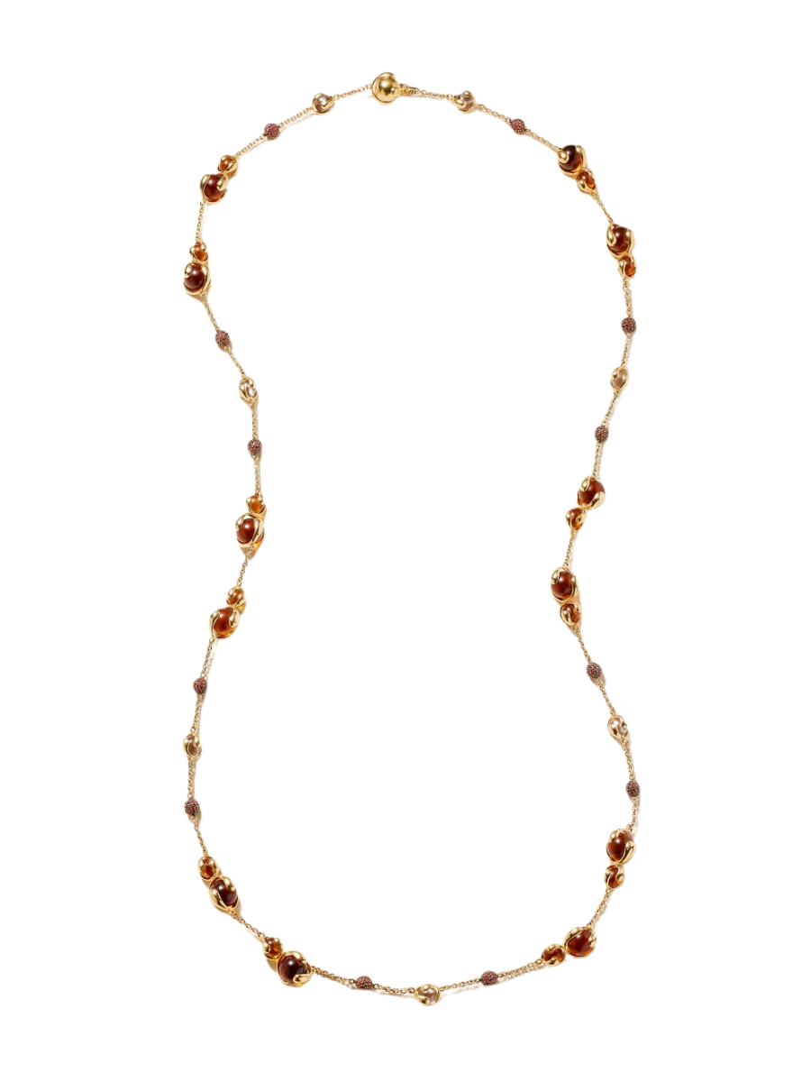 Cardan 18-karat gold, quartz and sapphire necklace