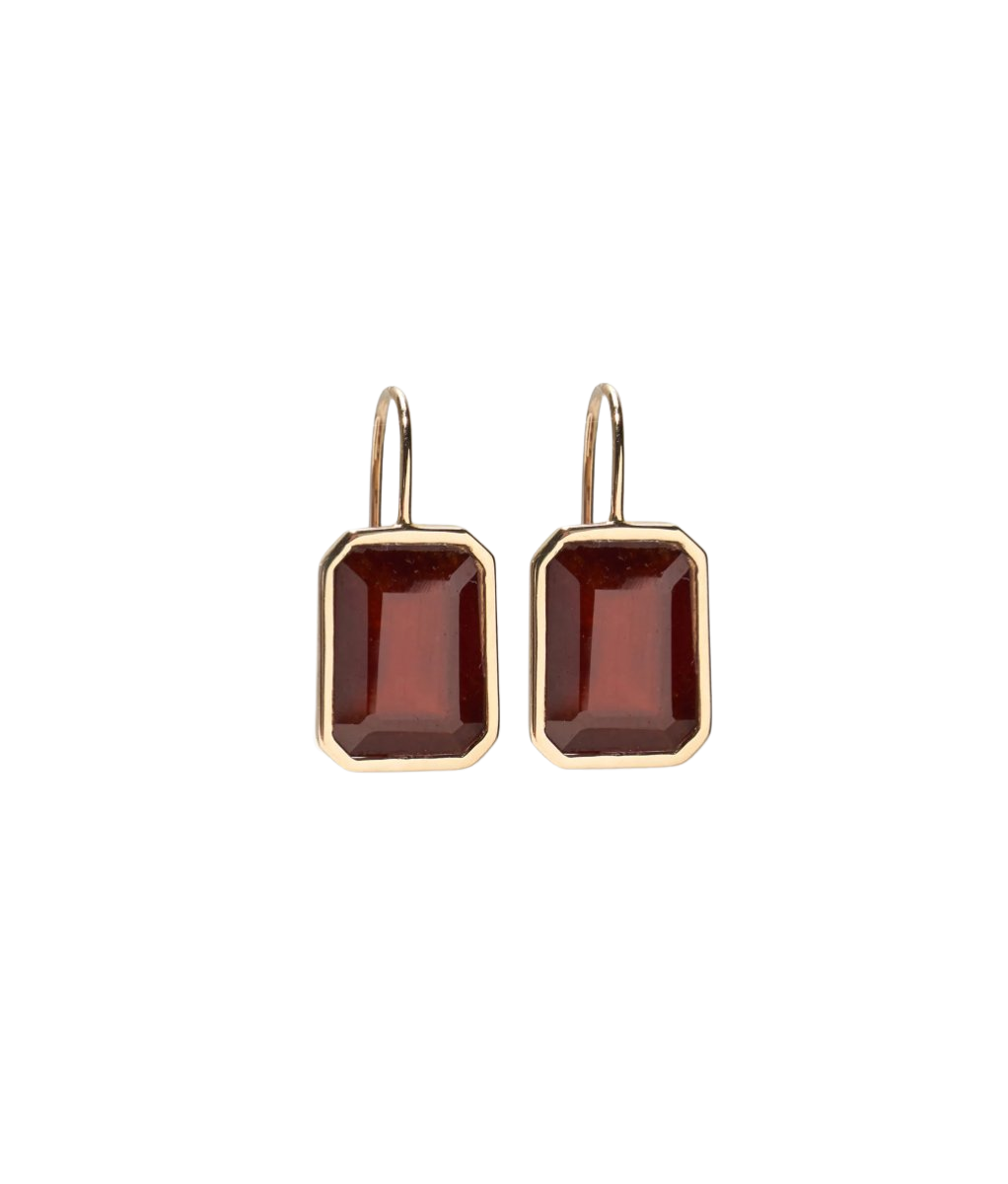 14k Gold Aria Earrings in Hessonite Garnet