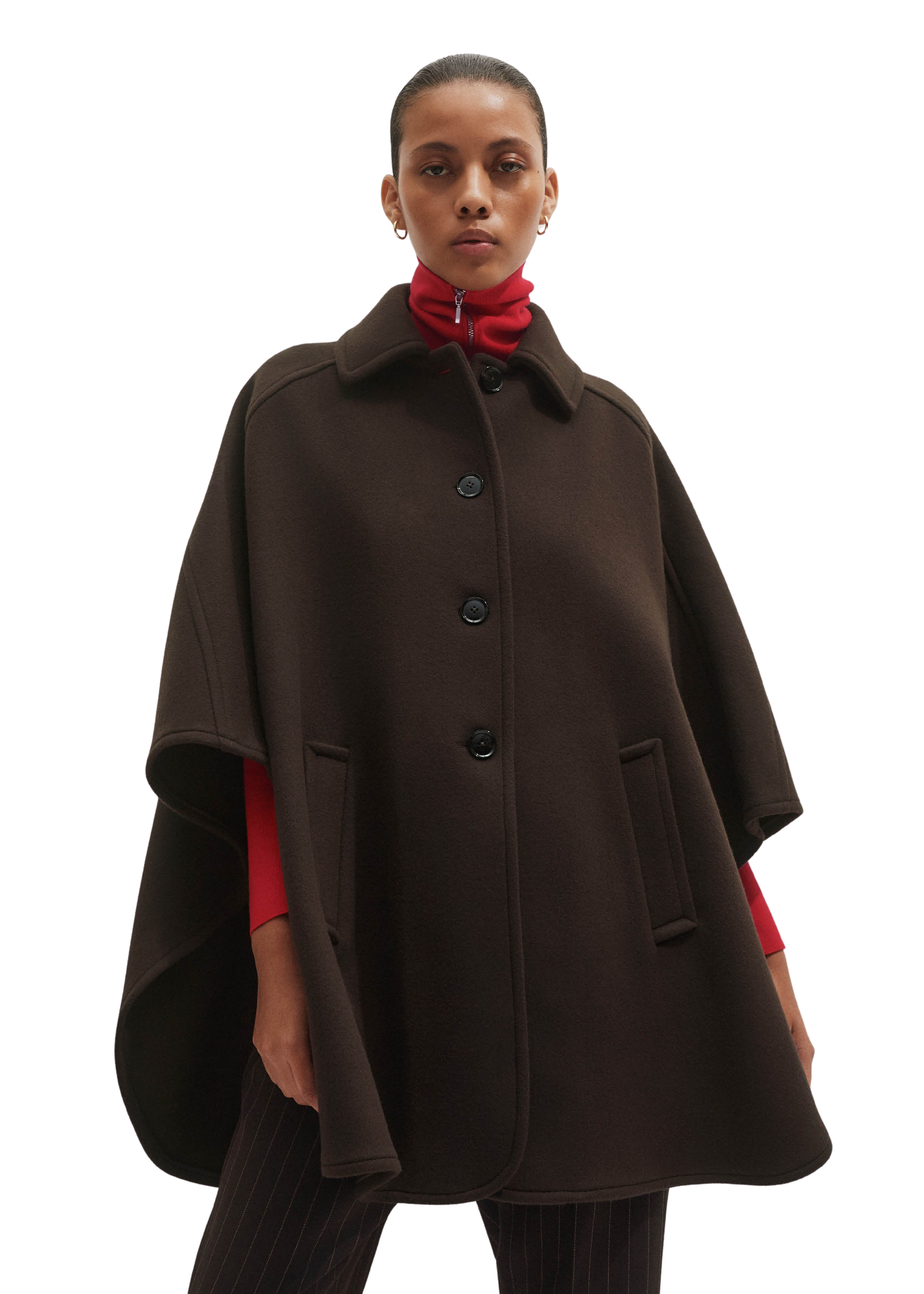 Curved Seam Cape Coat
