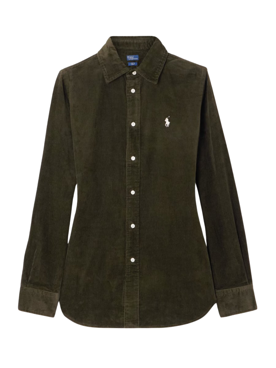 Embroidered cotton-blend corduroy shirt