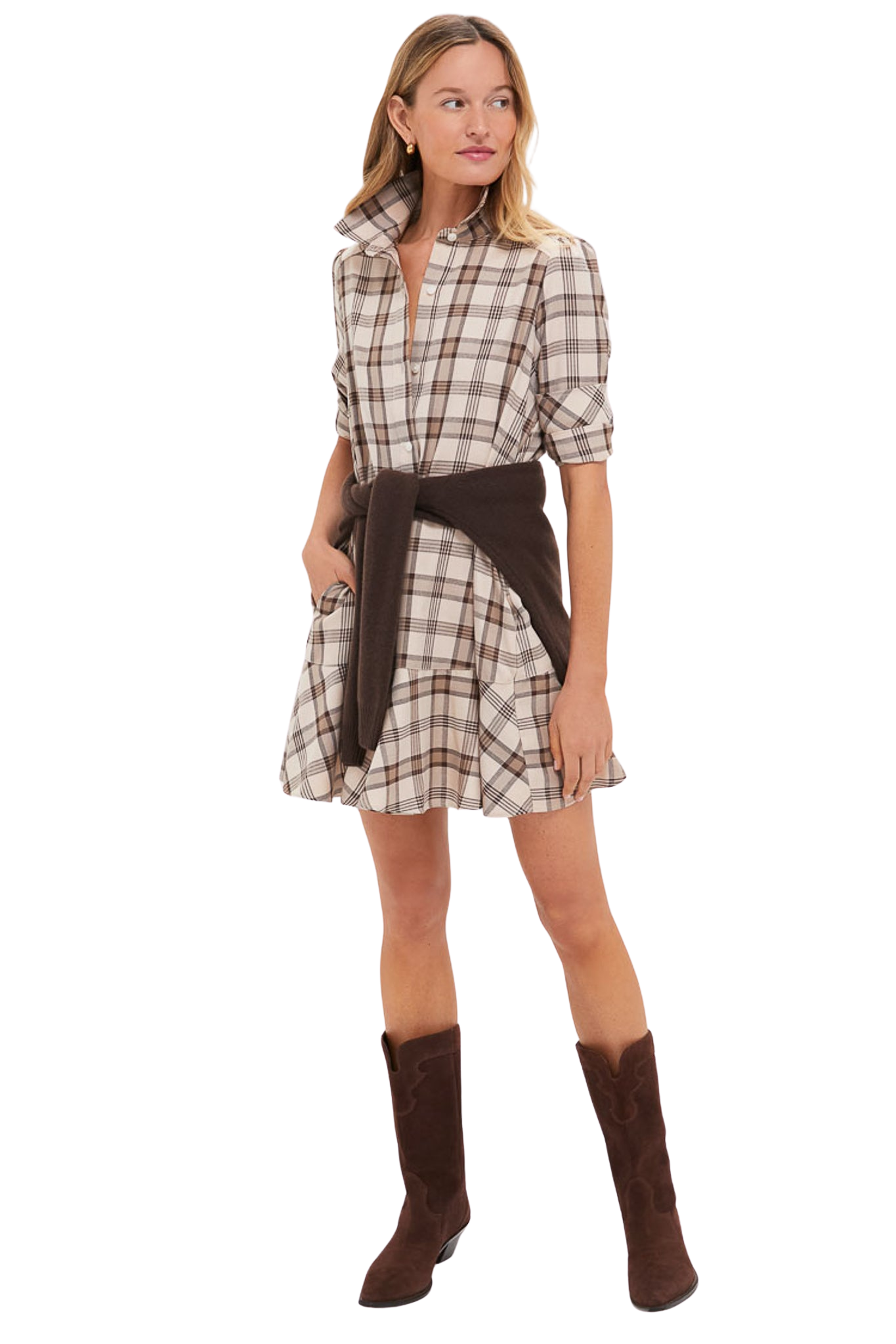 Brown Plaid Callahan Shirt Dress