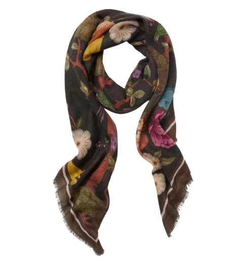 Baroque Floral Silk Cashmere Blend Large Scarf
