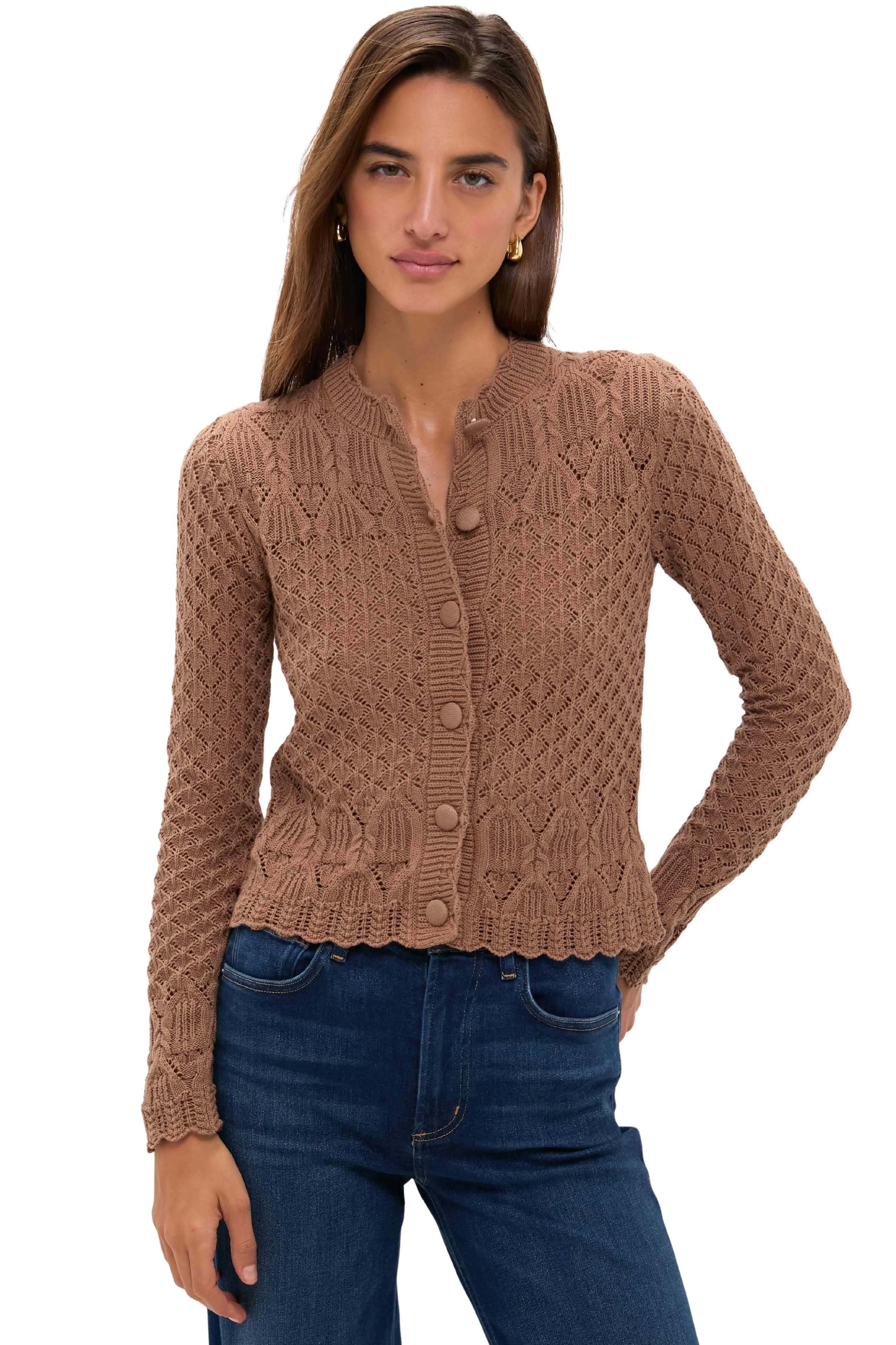 Mocha Pointelle Capucine Cardigan