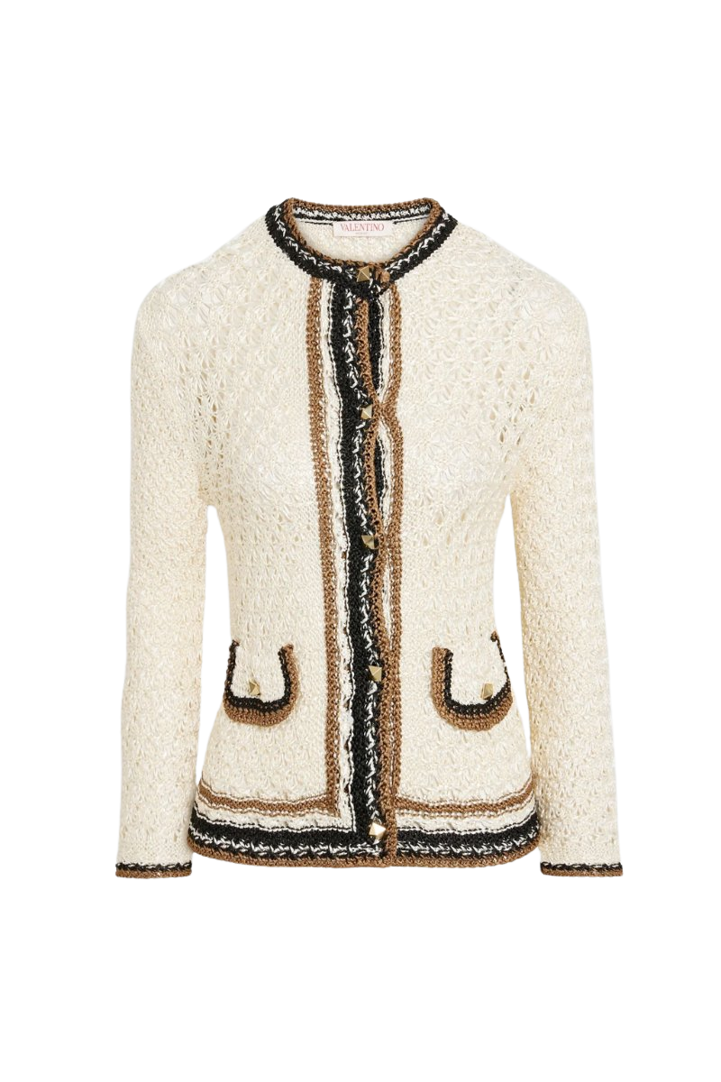 VALENTINO GARAVANI Studded crochet-knit cardigan
