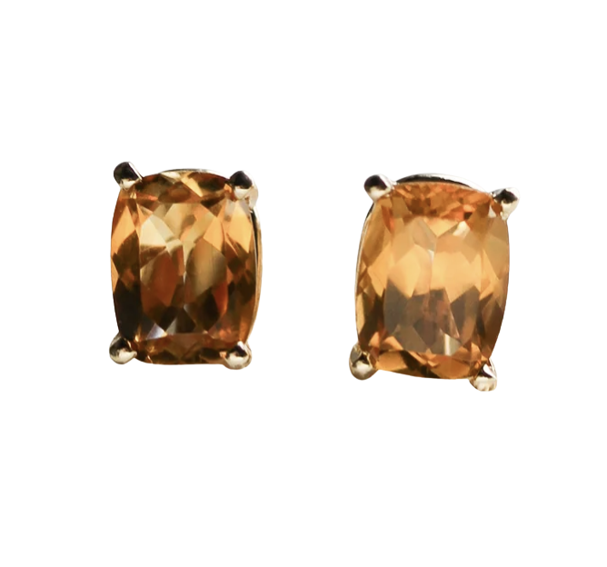 JP CUSHION CUT CITRINE STUDS