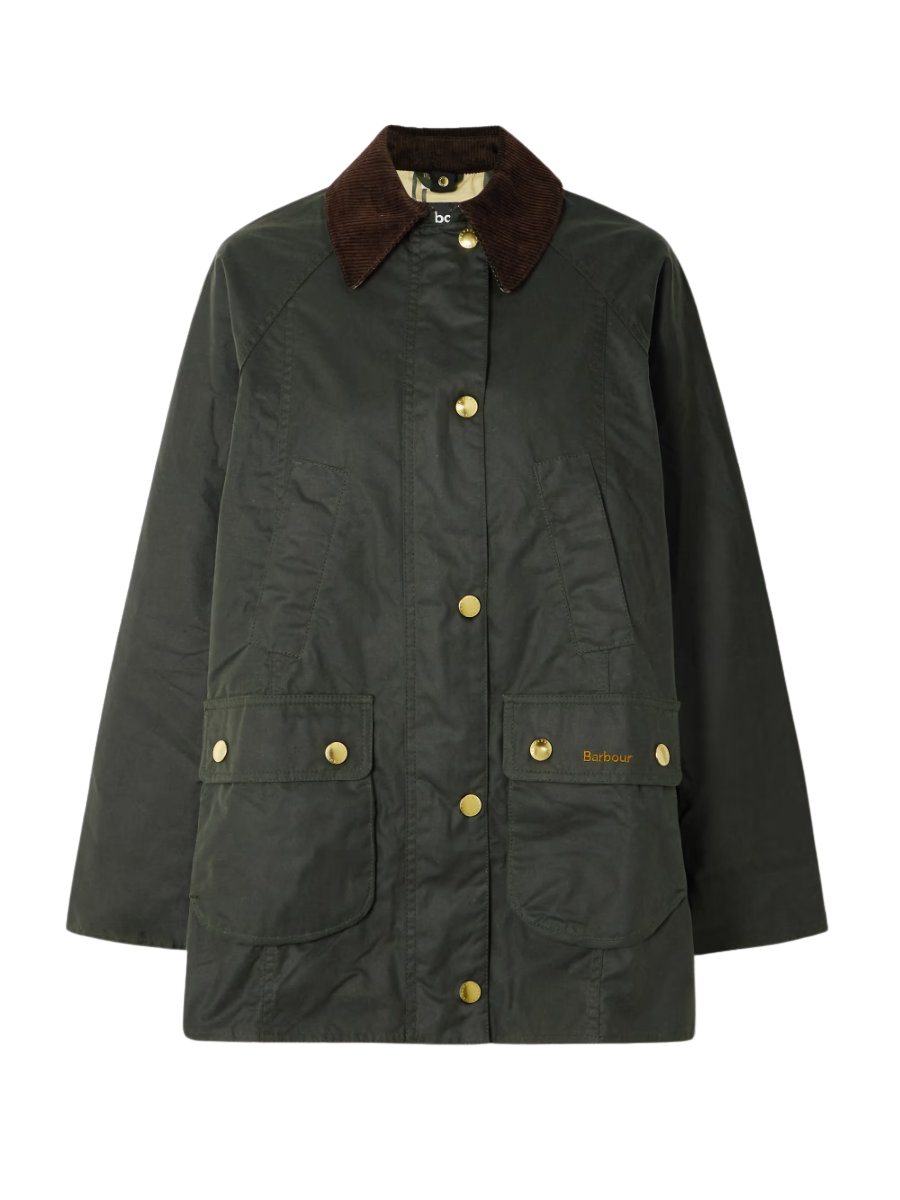 Beadnell corduroy-trimmed waxed-cotton jacket