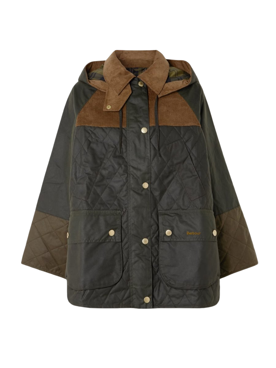 Imelda hooded corduroy-trimmed waxed-cotton and quilted shell jacket