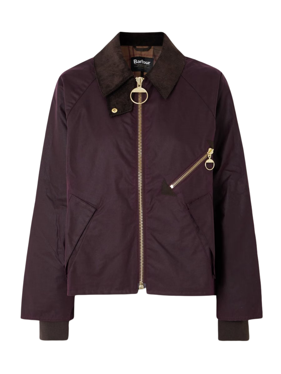 Arlene corduroy-trimmed waxed-cotton jacket