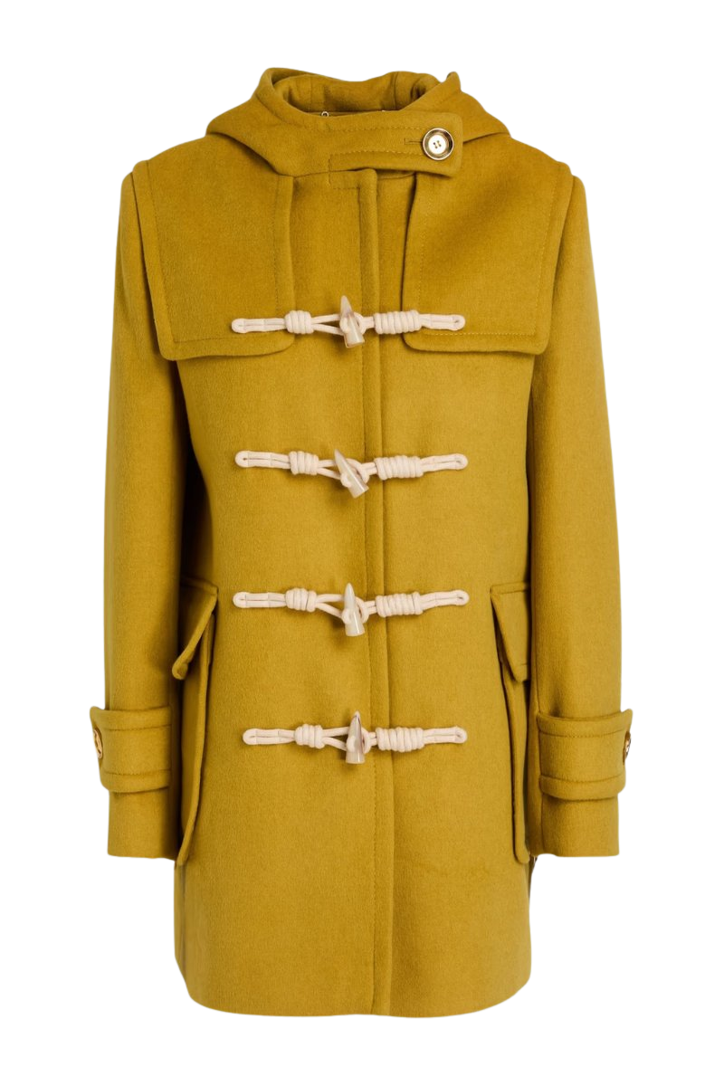 Brushed wool-blend felt hooded coat