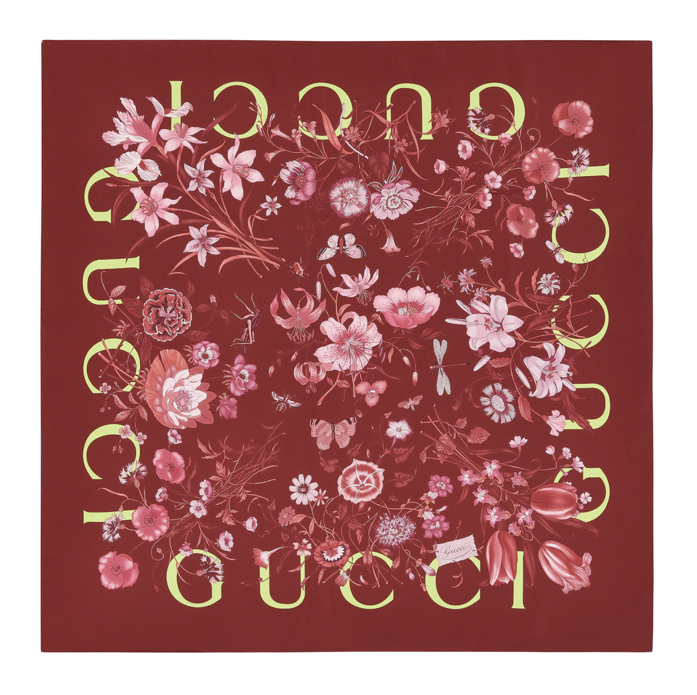 Printed Flora silk twill carré