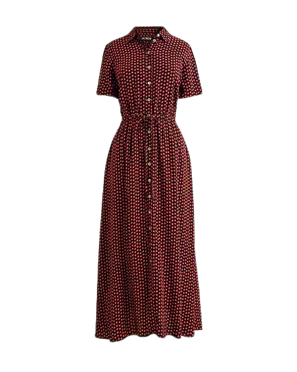 Cerise shirt-dress in floral crepe de chine