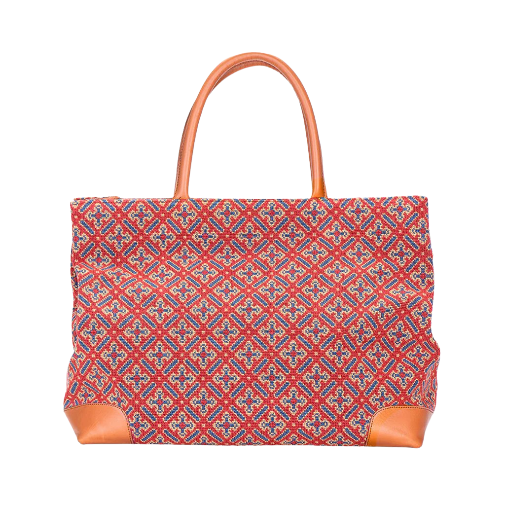 Cuenca Red Needlepoint Tote