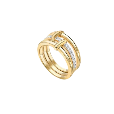 Lola Single Diamond Three Band Stacking Ring