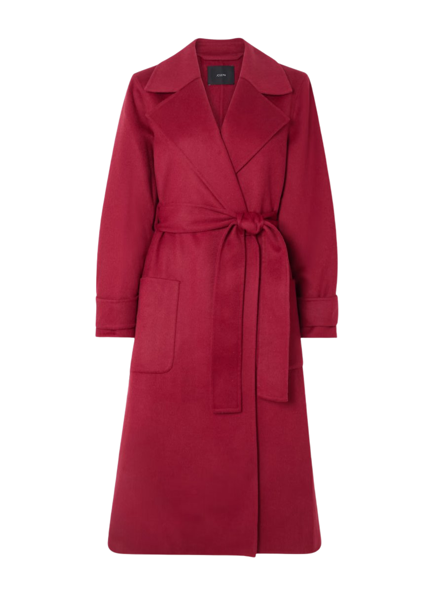 Arline belted wool and cashmere-blend coat