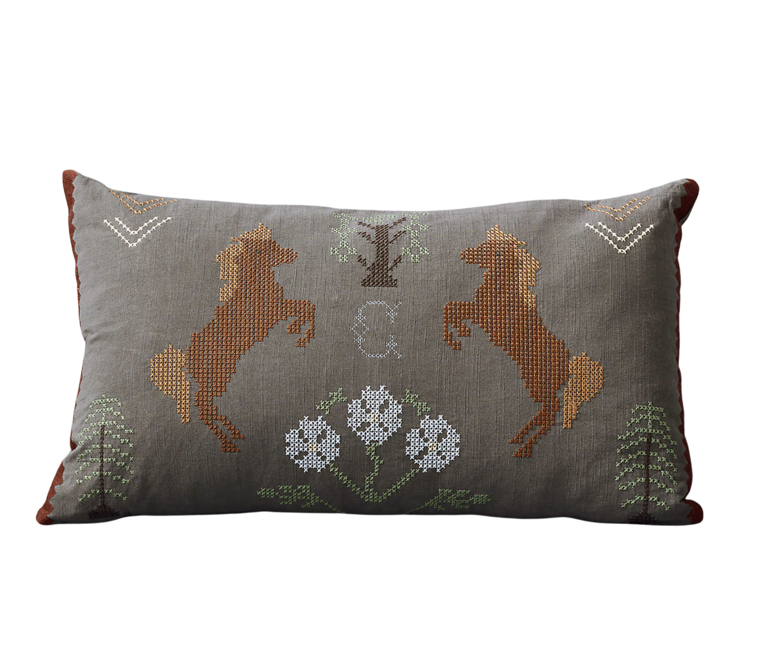 Prarie Embroidered Kids Throw Pillow