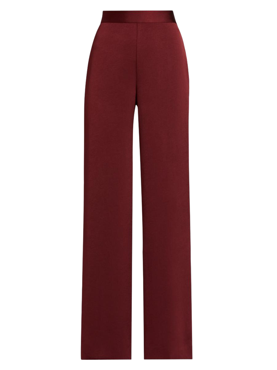 High-Waisted Lela Rose Satin Wide-Leg Pants