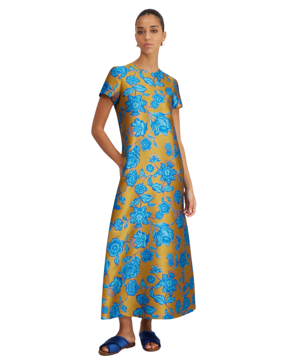 Super Swing Dress Hottie Turquoise in Jacquard