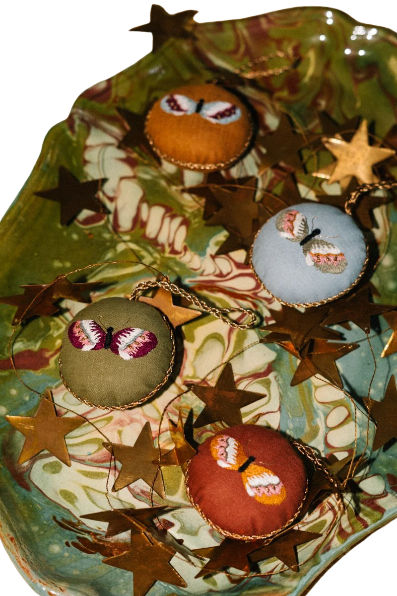 Astrid Ornament Set in Red and Green (2pc)