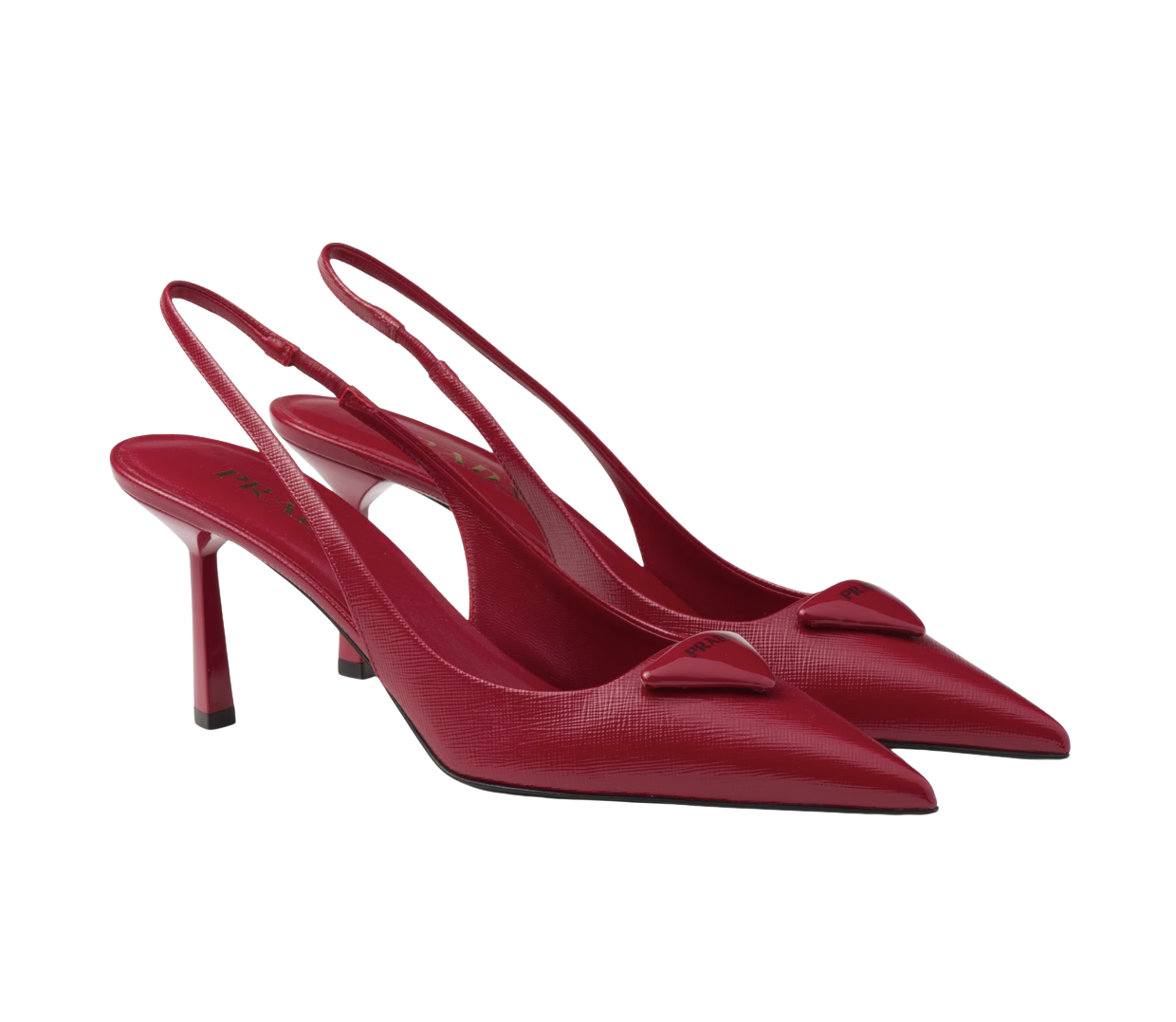 Saffiano patent leather slingback pumps