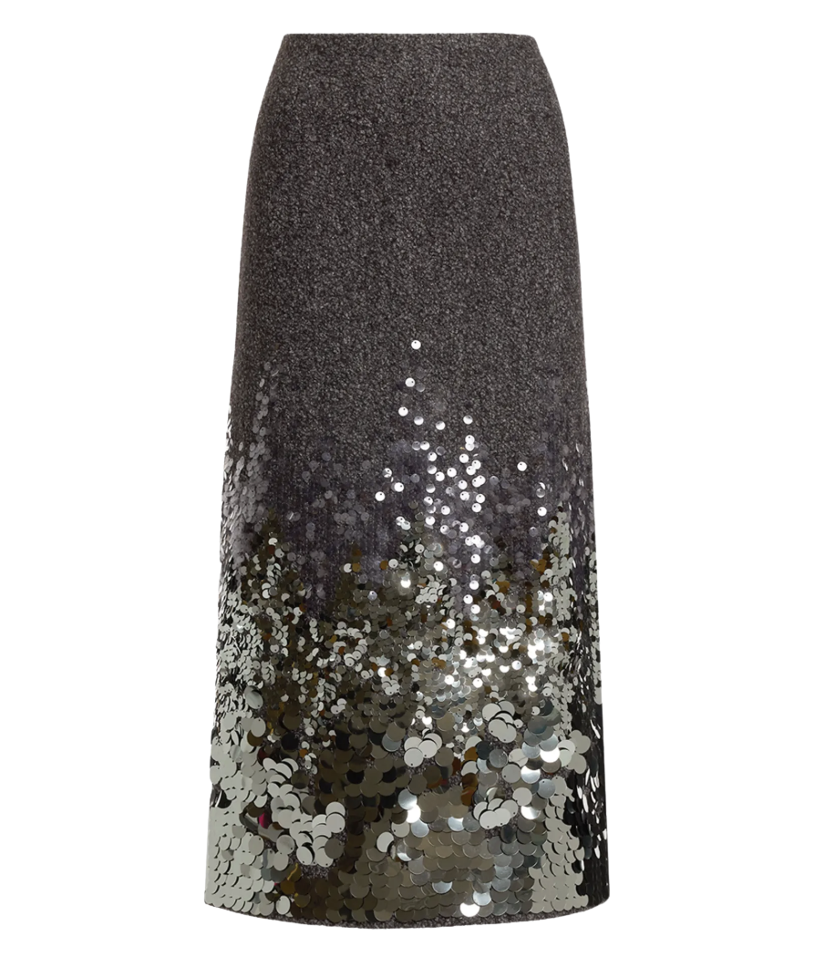 Peter Sequined Wool-Blend Midi Skirt