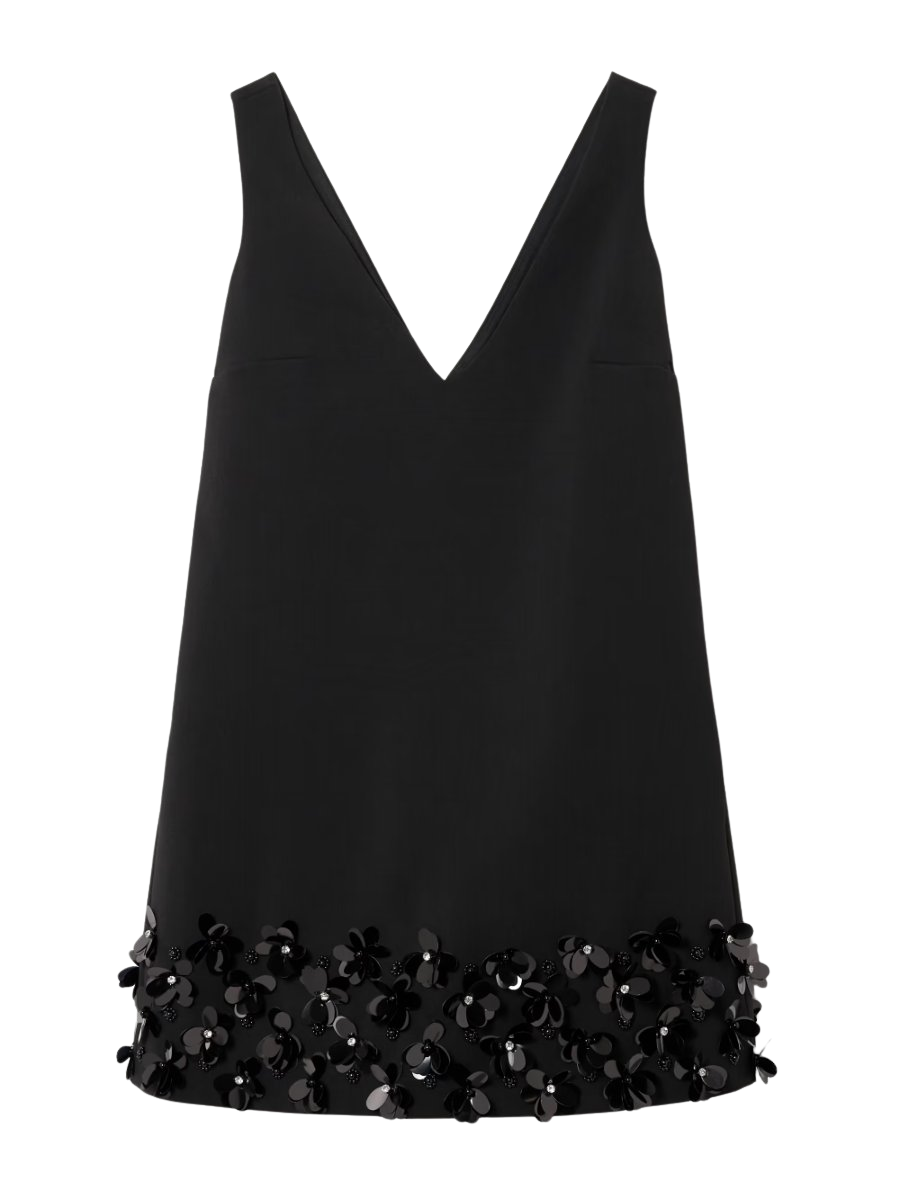 Embellished satin-crepe mini dress