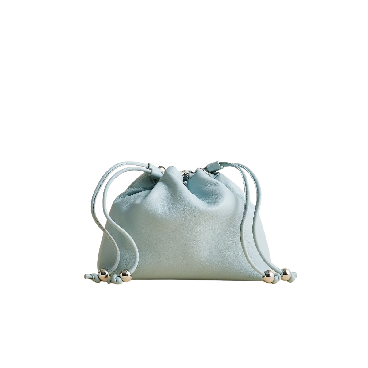 Drawstring pouch bag in leather