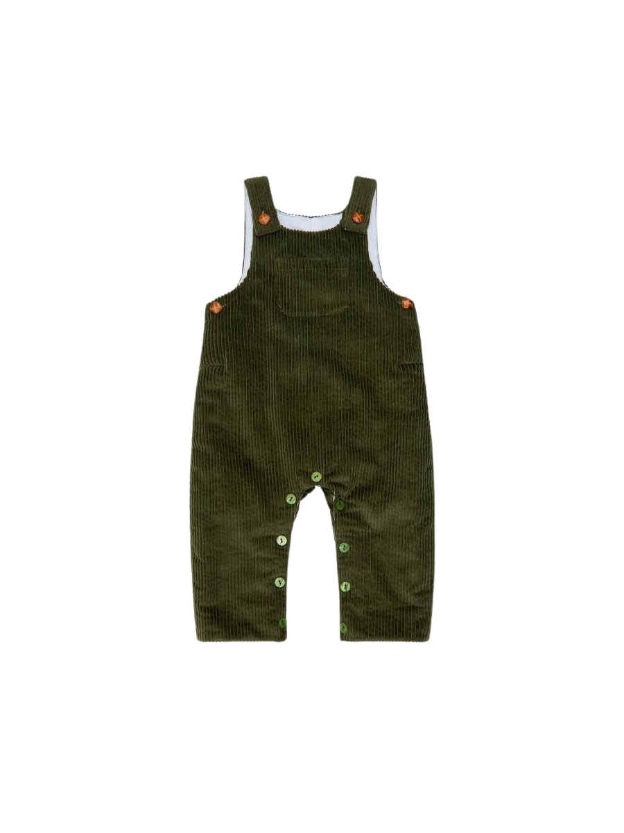 Olive Green Coroza Corduroy Baby Overalls