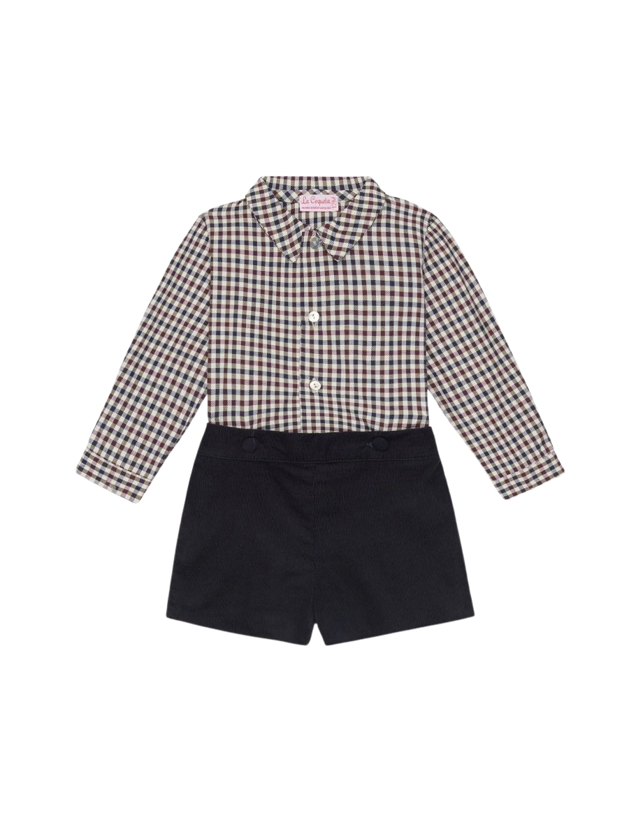 Burgundy Check Arlo Corduroy Baby Boy Set
