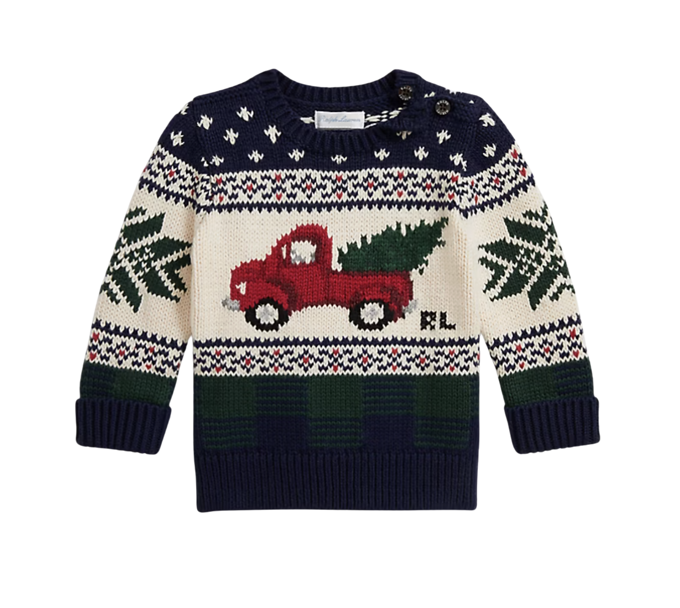Truck-Intarsia Cotton Sweater