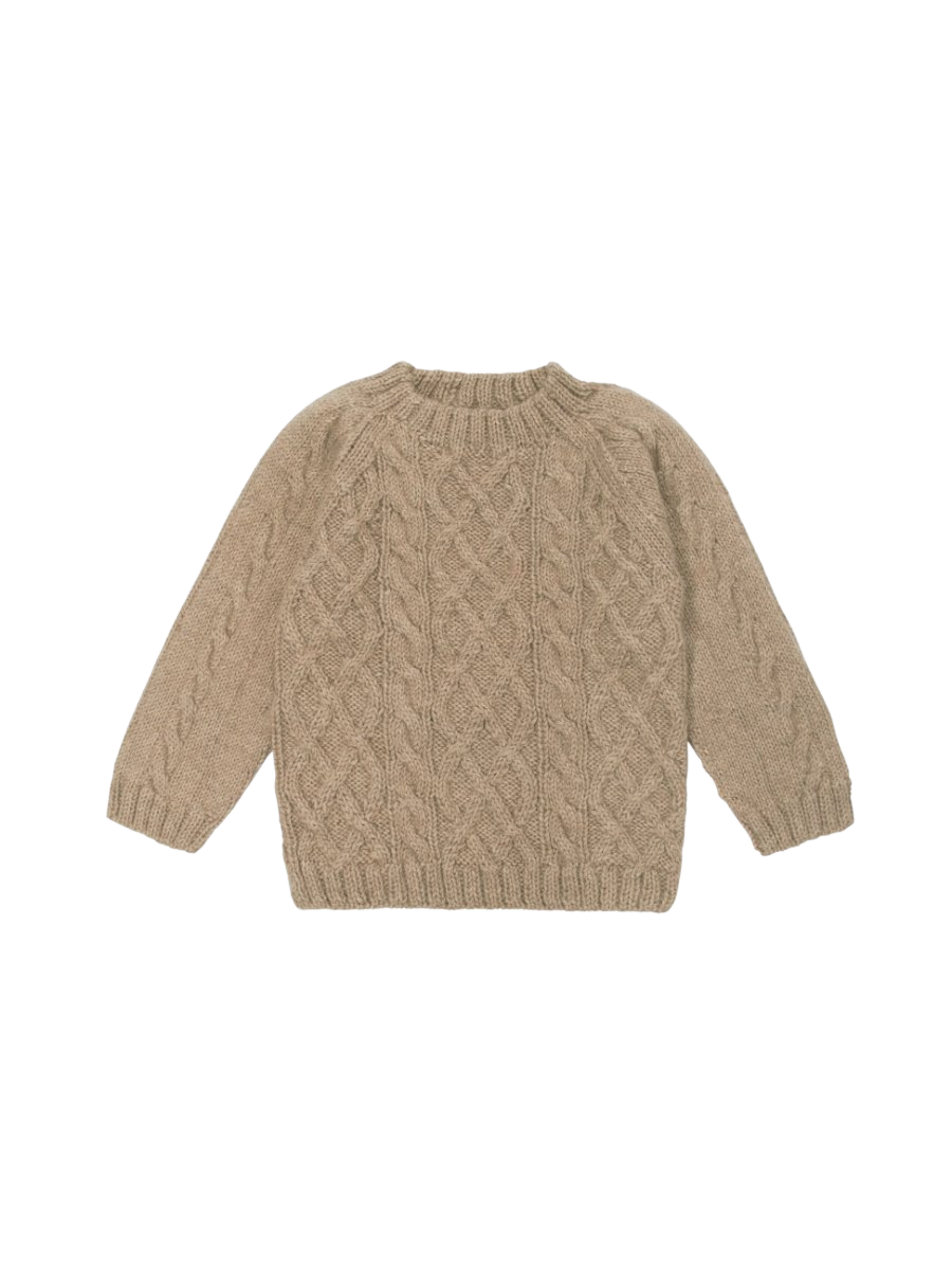 Baby Alpaca Taupe Cable Knit Sweater